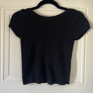 Zara short sleeve crop sweater in black